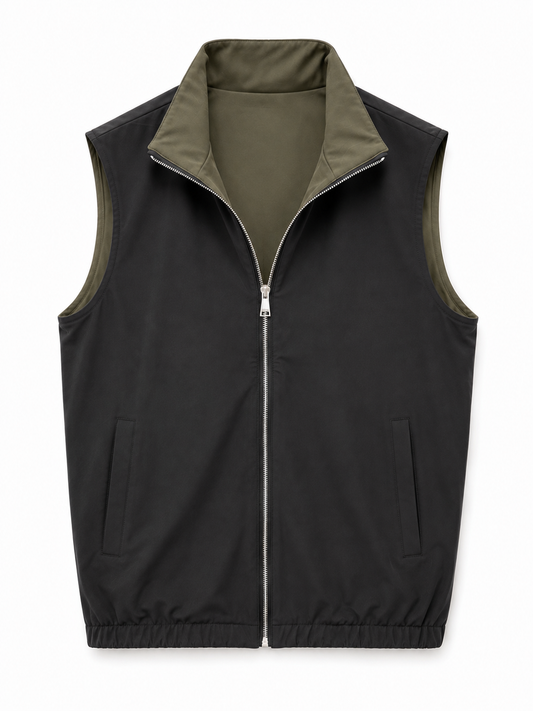 Miio's Olive Green Black Reversible Travel Gillet