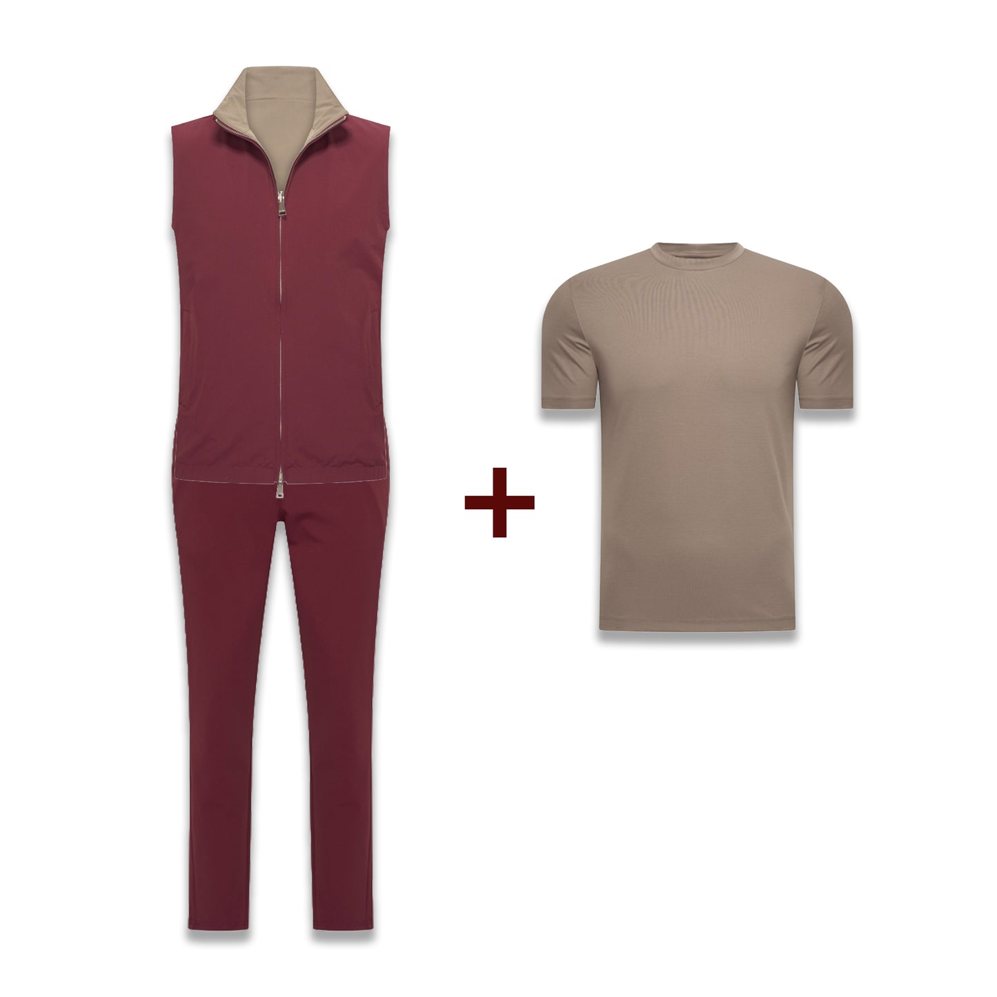Reversible Burgundy Bundle - Gillet + Pantalon + Falcon Shiny T-Shirt