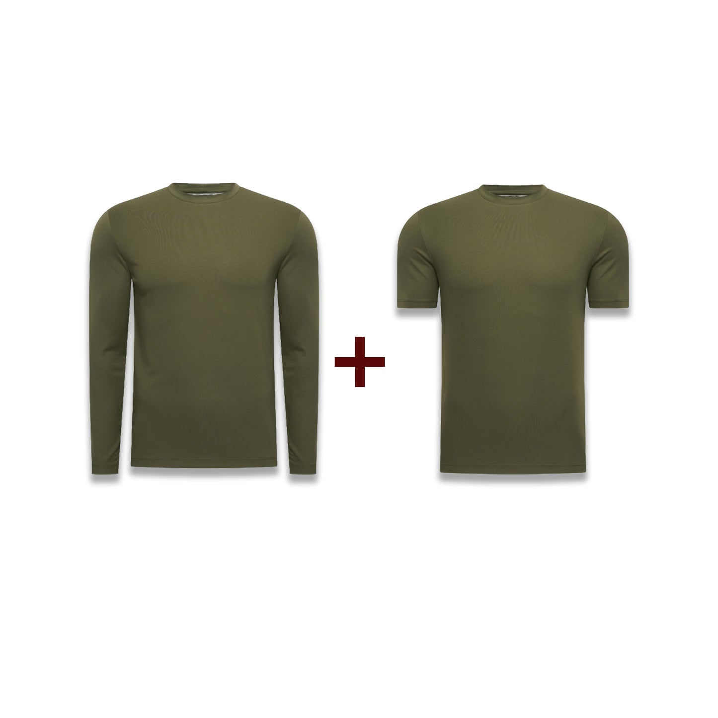 Army Green Combo + Army Green Shiny T-Shirt - Army Green Longsleeve