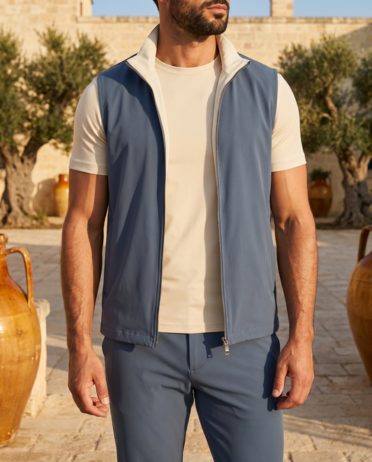 Miio's Cloud Blue/Kith Reversible Travel Gillet