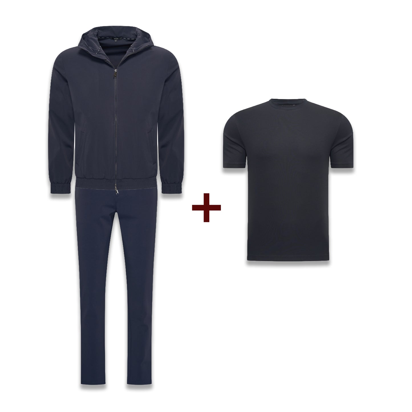 Navy Blue Bundle - TrackSuit + Navy Blue Shiny T-Shirt