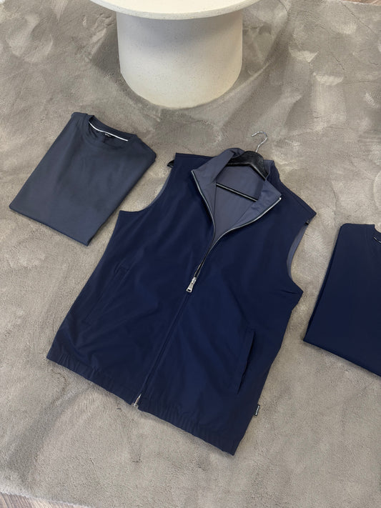 Navy/Dark Grey Reversible Travel Gillet