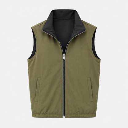 Miio's Olive Green Black Reversible Travel Gillet