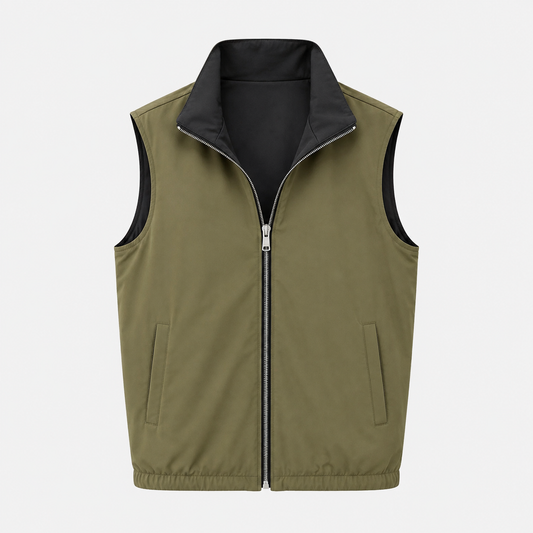 Miio's Olive Green Black Reversible Travel Gillet