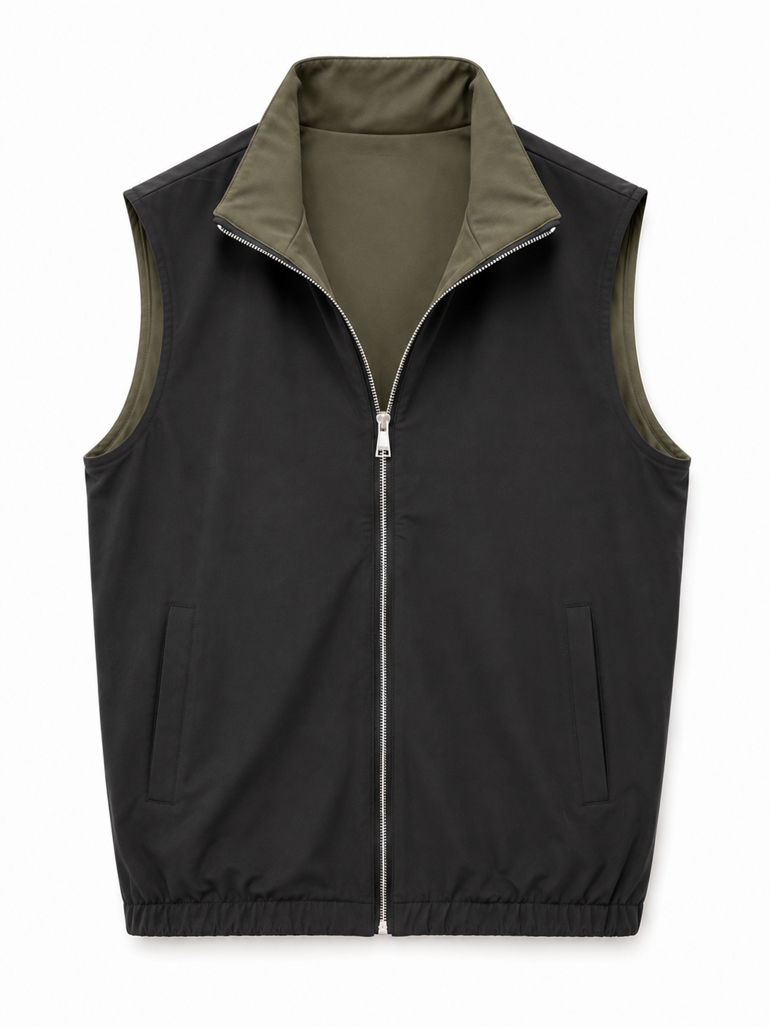 Miio's Olive Green Black Reversible Travel Gillet