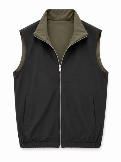 Miio's Olive Green Black Reversible Travel Gillet
