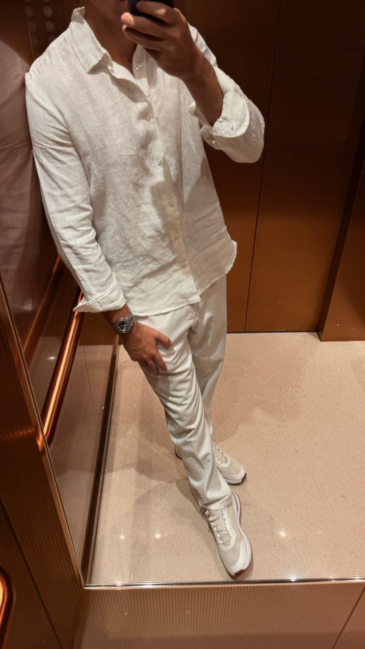 Miio's 100% linen White slim fit shirt