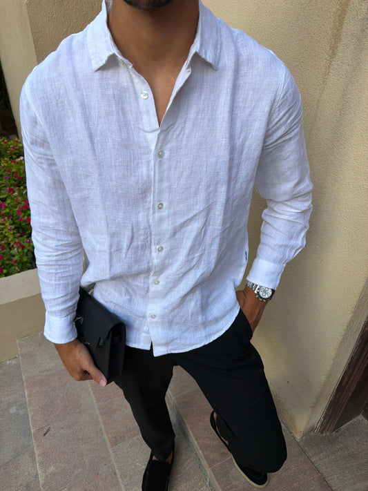 Miio's 100% linen White slim fit shirt