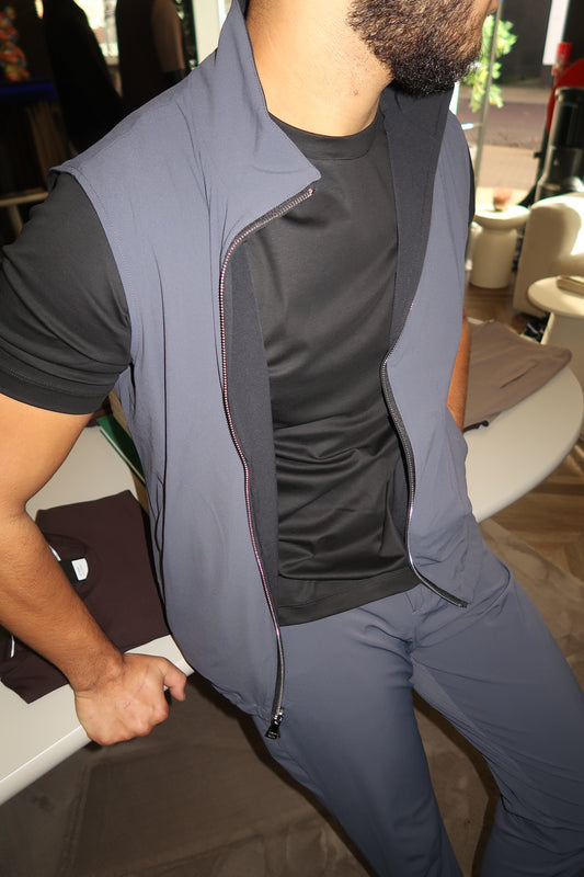 Reversible Dark Grey Bundle - Gillet + Pantalon +Black Shiny T-Shirt