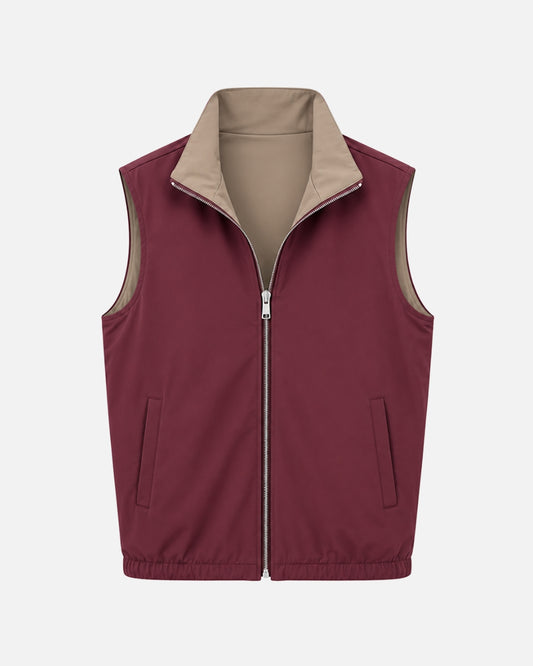 Miio's Burgundy/Falcon Reversible Travel Gillet