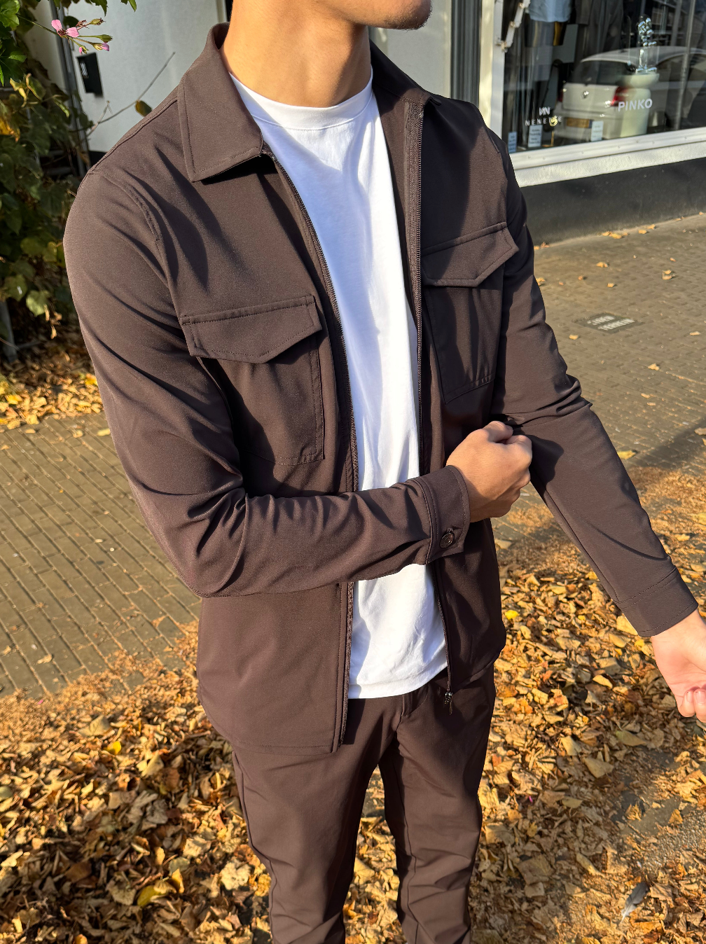 Espresso travel flap pocket jacket