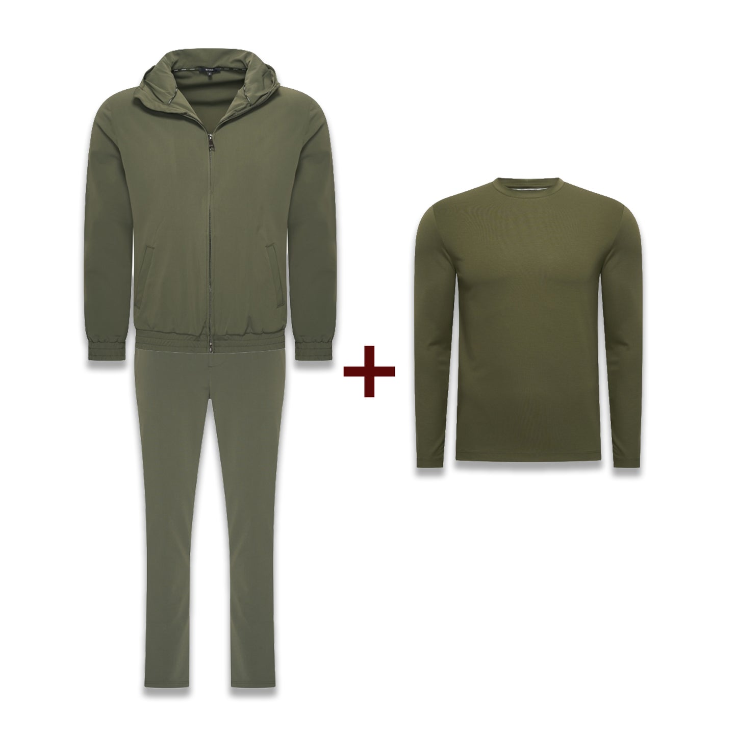 Army Green Bundle - TrackSuit +  Army Green Shiny Longsleeve