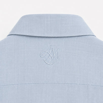 Miio's 100% linen Baby Blue slim fit shirt
