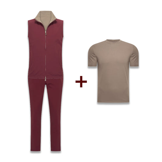 Reversible Burgundy Bundle - Gillet + Pantalon + Falcon Shiny T-Shirt