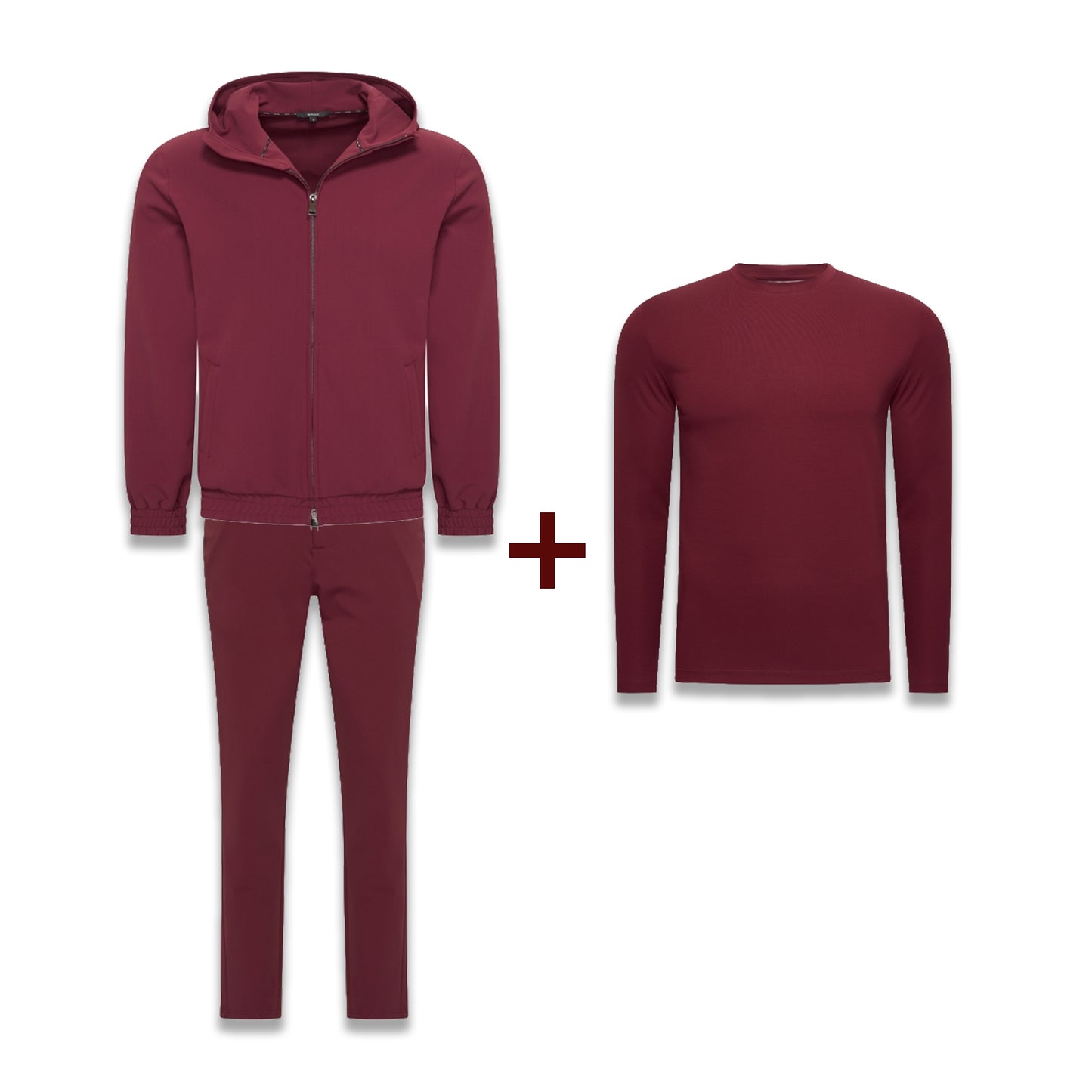 Burgundy Bundle - TrackSuit +  Burgundy Shiny Longsleeve