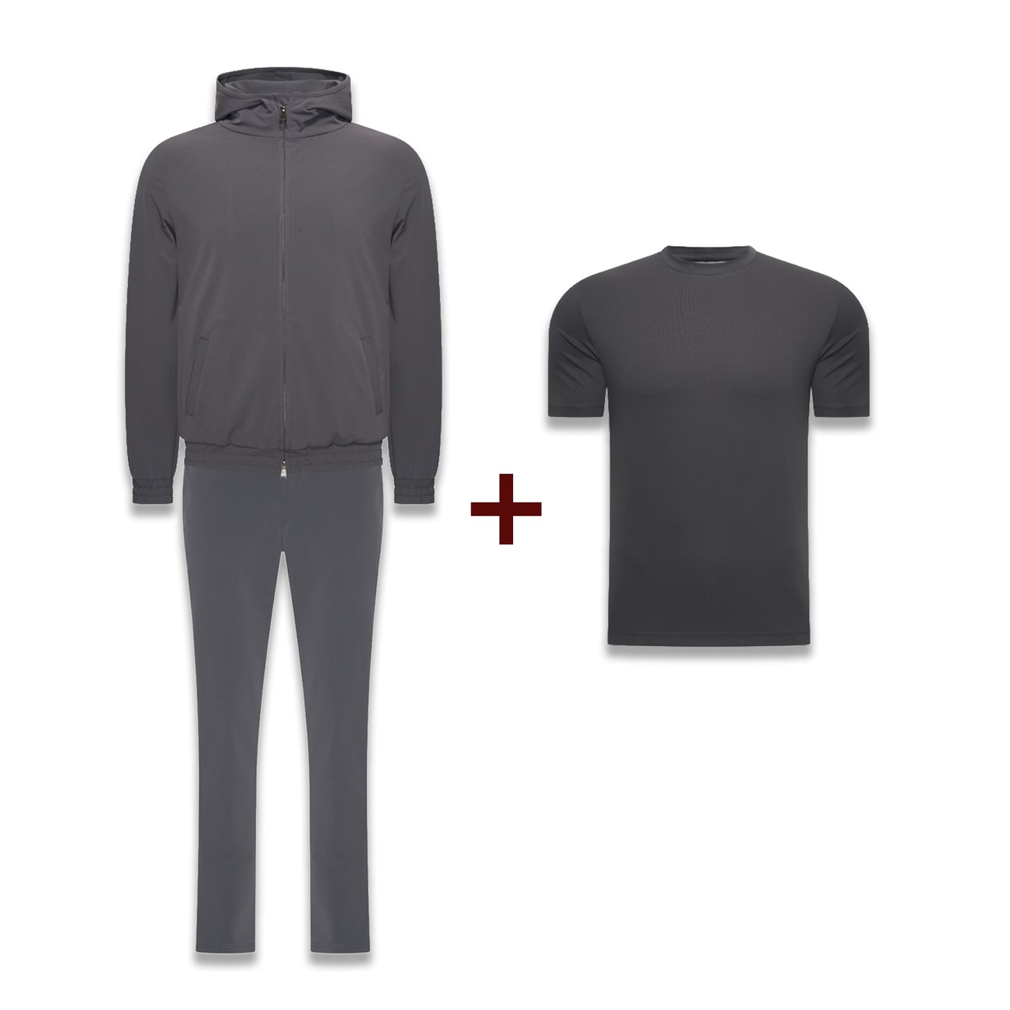 Dark Grey Bundle - TrackSuit +  Dark Grey Shiny T-Shirt