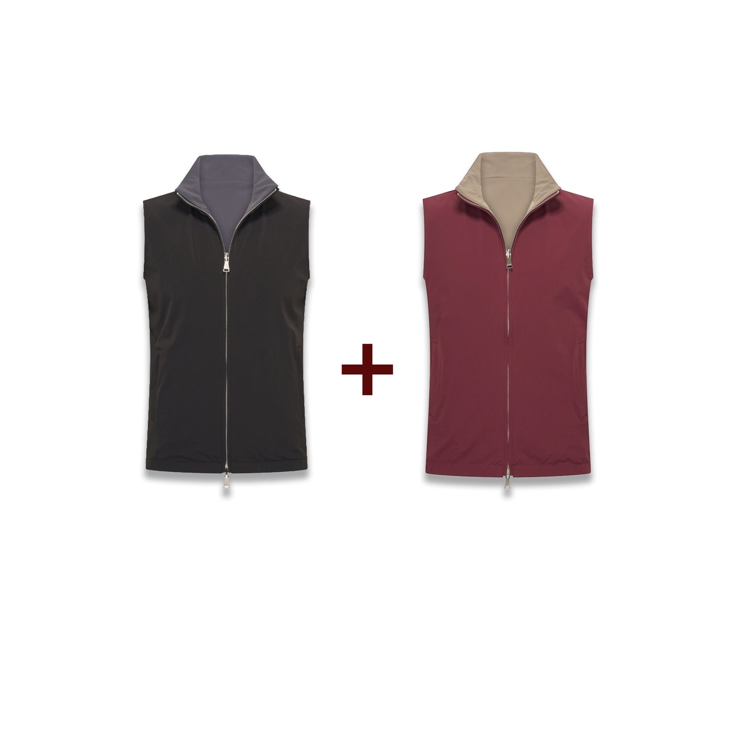 Reversible Gillets Bundle - Burgundy/Falcon Gillet + Black/Dark Grey Gillet