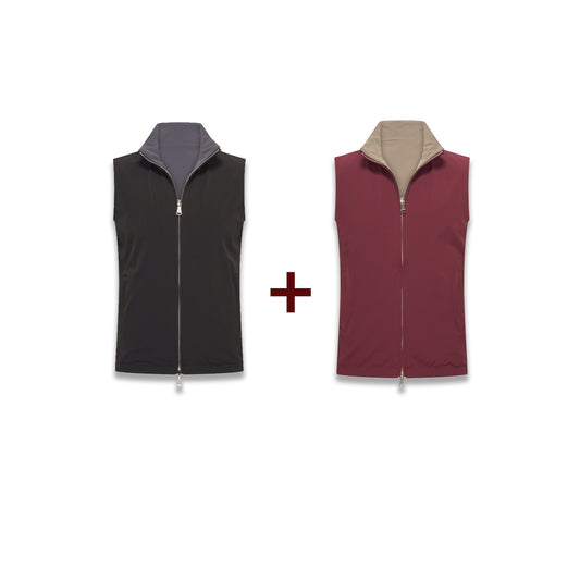 Reversible Gillets Bundle - Burgundy/Falcon Gillet + Black/Dark Grey Gillet