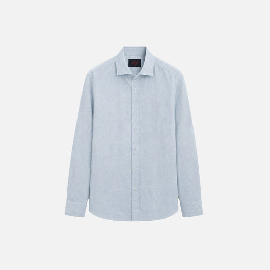 Miio's 100% linen Baby Blue slim fit shirt