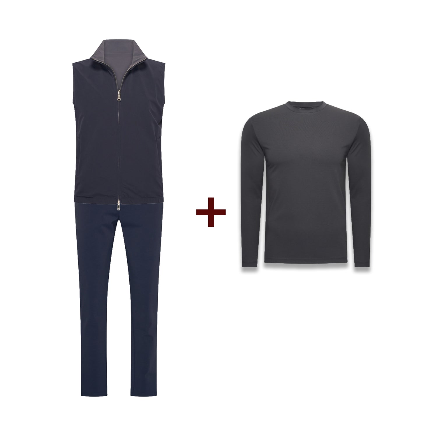 Reversible Navy Bundle - Gillet + Pantalon + Dark Grey Shiny Longsleeve